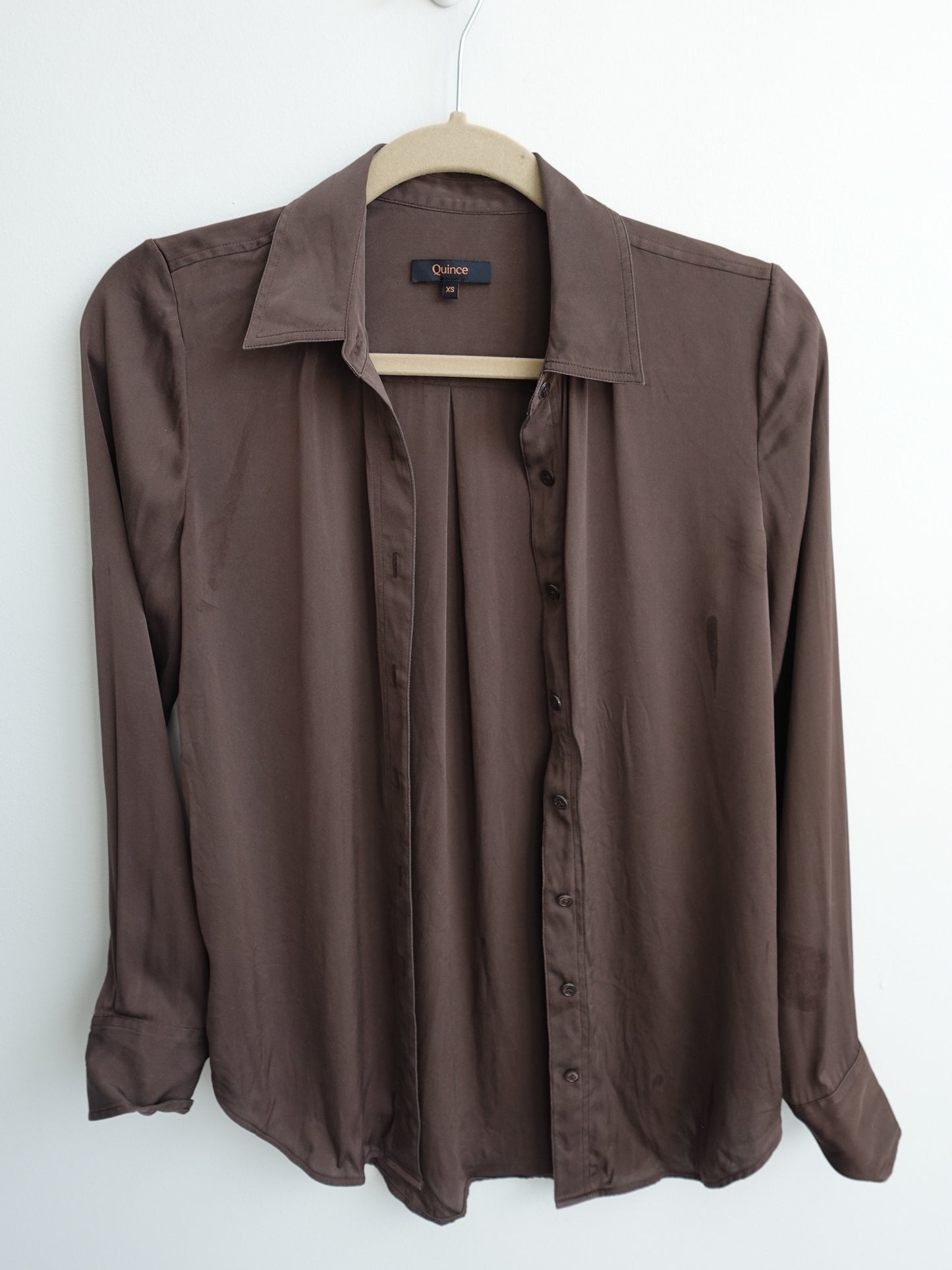Quince Washable Stretch Silk Blouse - Hot Fudge