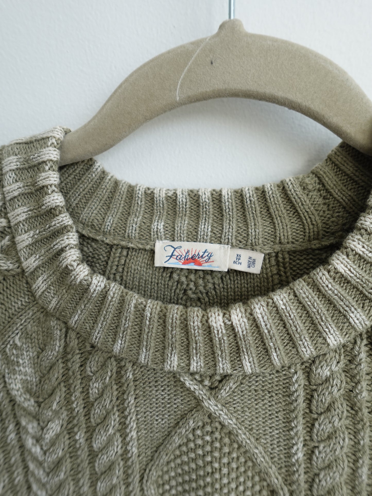 Faherty Brand - Sunwashed Cotton Fisherman Sweater - Green