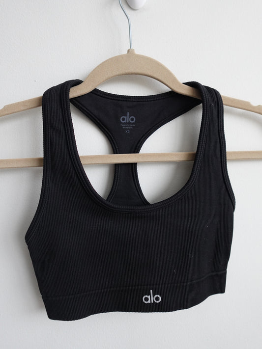 Alo Seamless Ribbed Bra - Black
